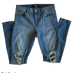 EXPRESS Mid Rise RIPPED JEANS Stretch Sz 26